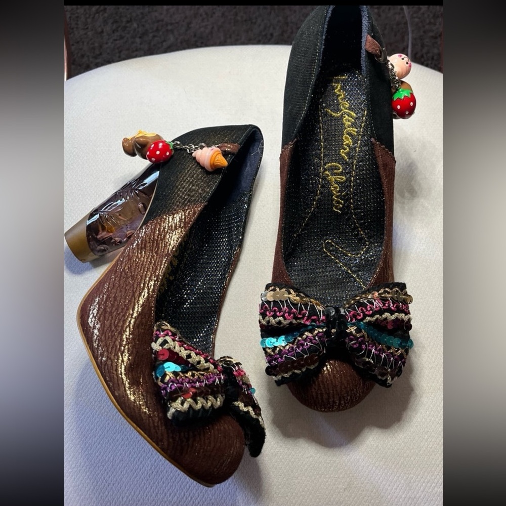 Irregular Choice Black and Brown Heels with Bow